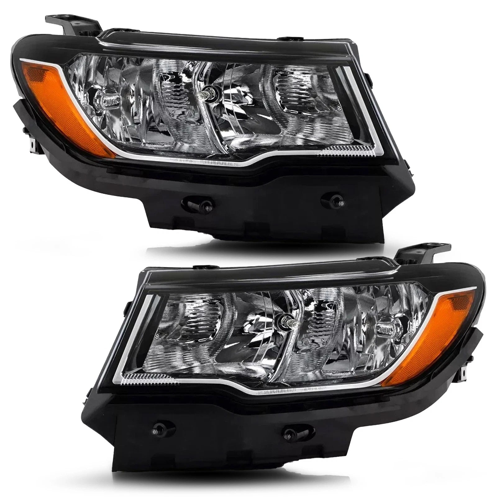 Halogen Headlight Set for Jeep Compass (2017–2021) w/ Bulbs Left+Right