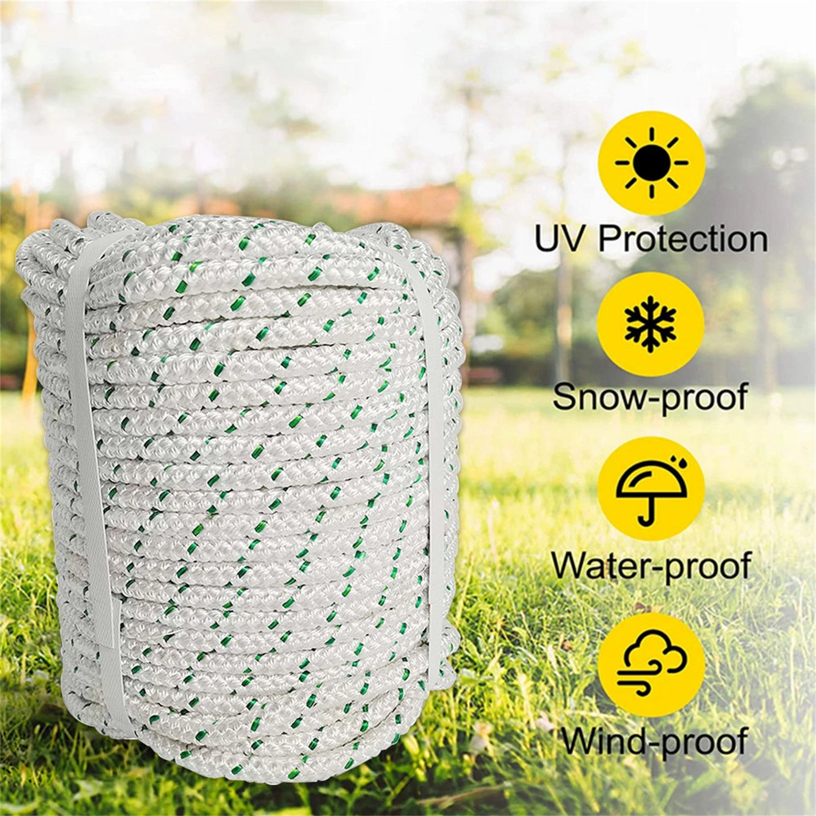3/8" Double Braid Polyester Bull Rope for Various Applications (100')