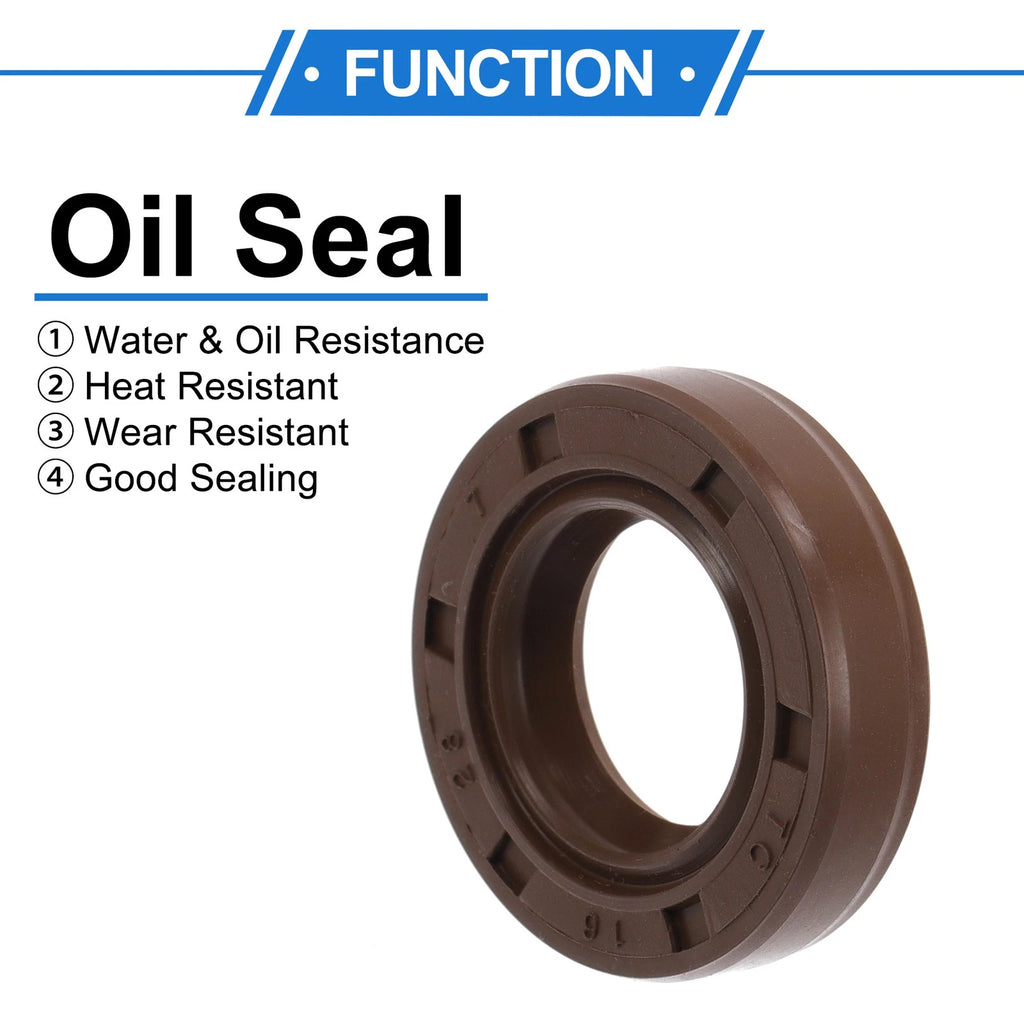 Set of 2 Oil Seal Rotary Shaft Seal FKM Rubber 16x28x7mm