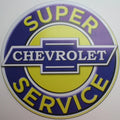 Chevrolet Super Service 12" Round Sign for Chevrolet (Vintage Replica)