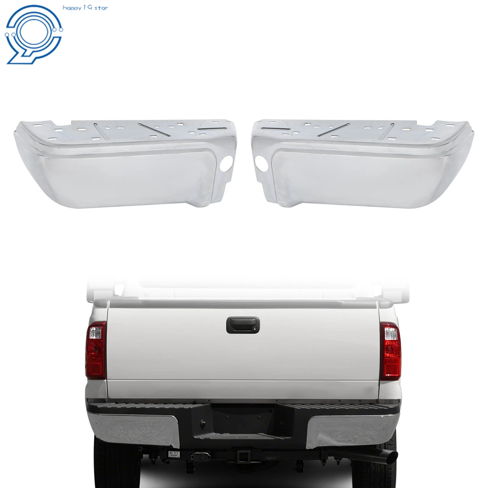 Set of 2 Chrome Rear Step Bumpers for Ford F250 F350 Super Duty (2008–2016)