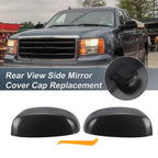 Set of 2 Rearview Mirror Cover Caps Black Carbon Fiber for Chevrolet Avalanche (2002–2013)