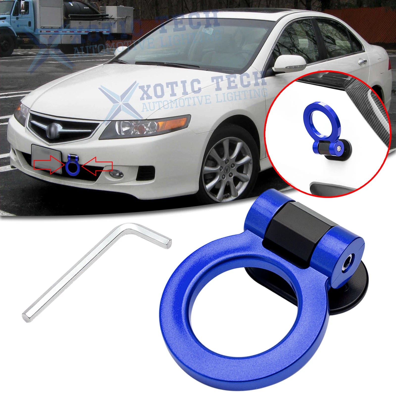 JDM Blue Racing Track Plastic Tape Tow Hook Ring for Acura TSX (2010–2014)