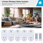 5X Wireless Power Switch Sockets & 2 Remote Controllers for AU