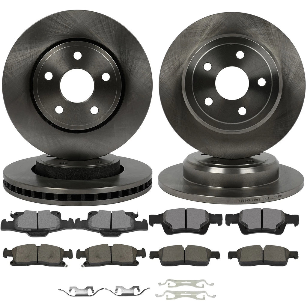Front Rear Rotors & Pads for Dodge Durango (2011–2020) 330mm Diameter
