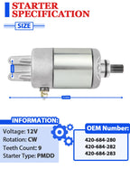 Starter Motor for Bombardier Outlander 330 2X4 4X4 (2004–2005) W/Bendix Relay