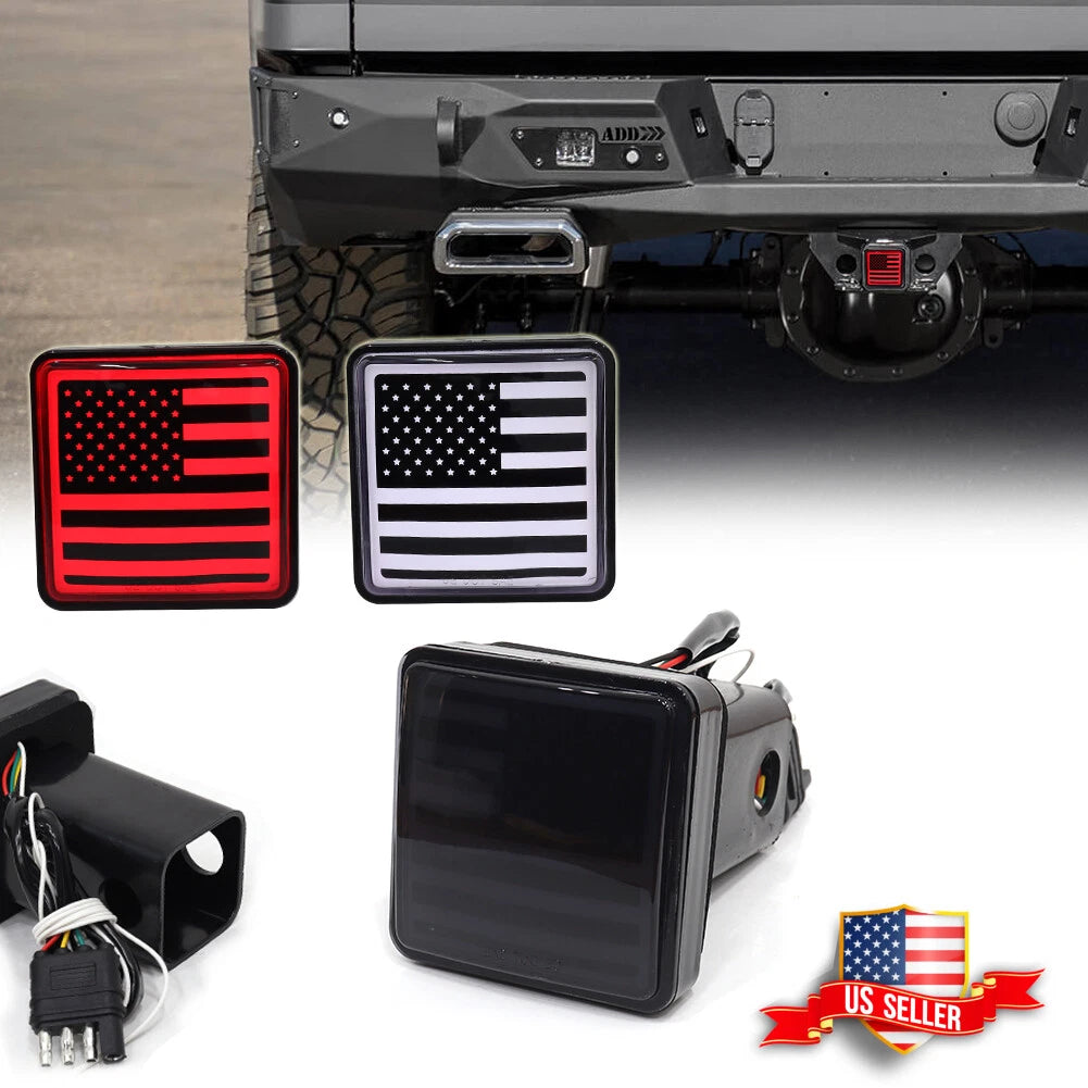 Smoked LED Brake Light for Trailer Hitch 2" (Fit American Flag)