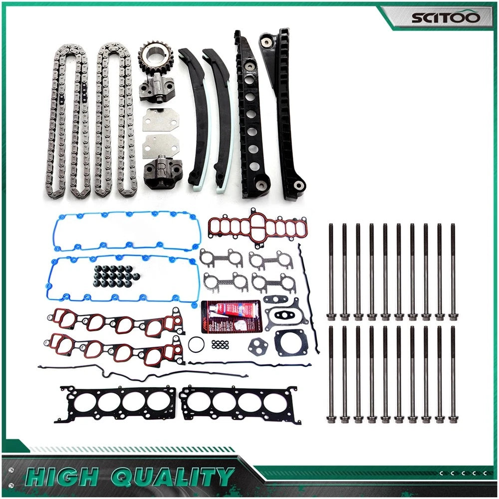 Head Gasket Set with Bolts & Timing Chain Kit for Ford E-350 Econoline (1998–1999)