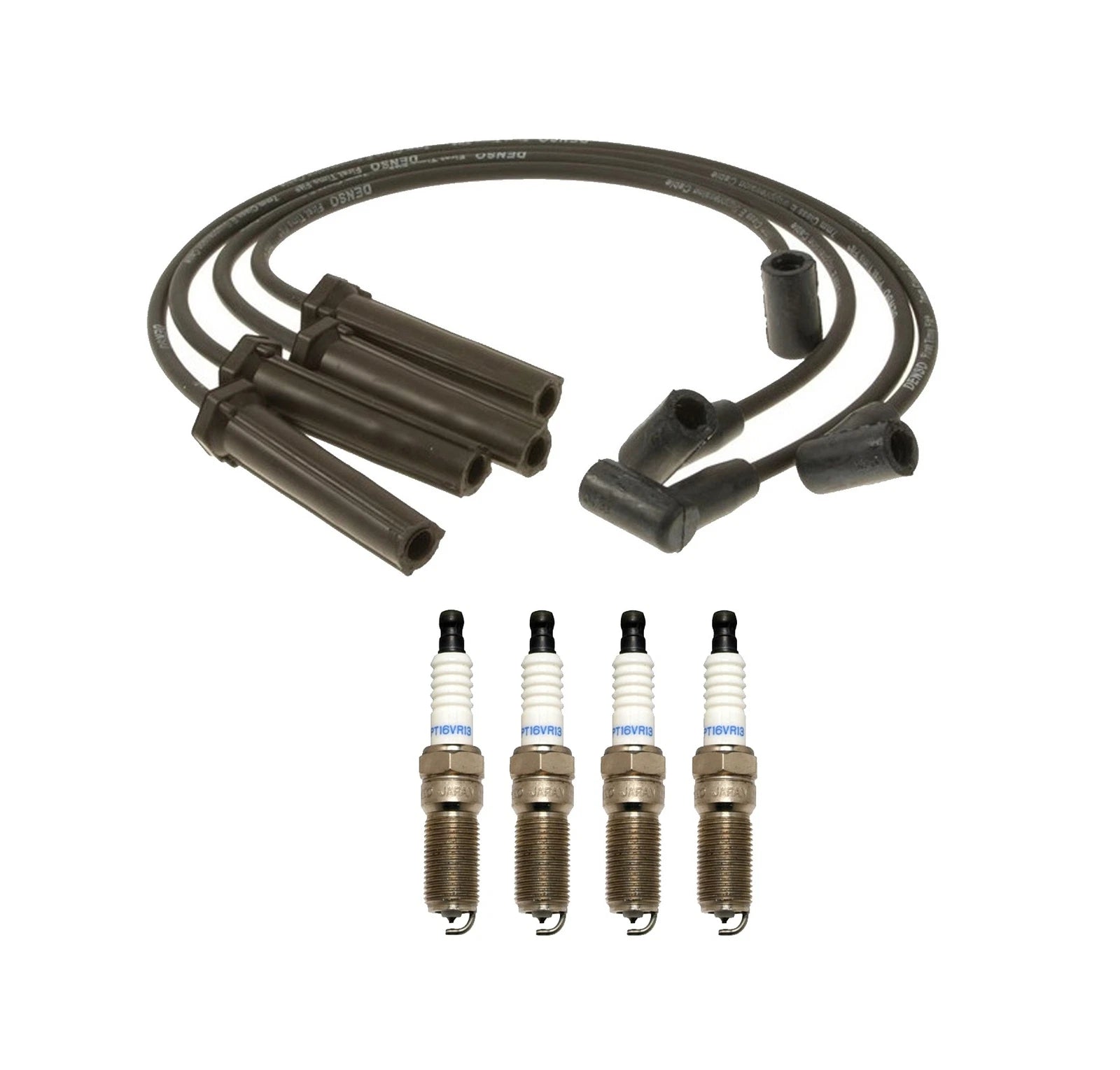 Denso 7mm Wire Set & 4 Double Platinum Spark Plugs for Chevy Cavalier (1995–2005)