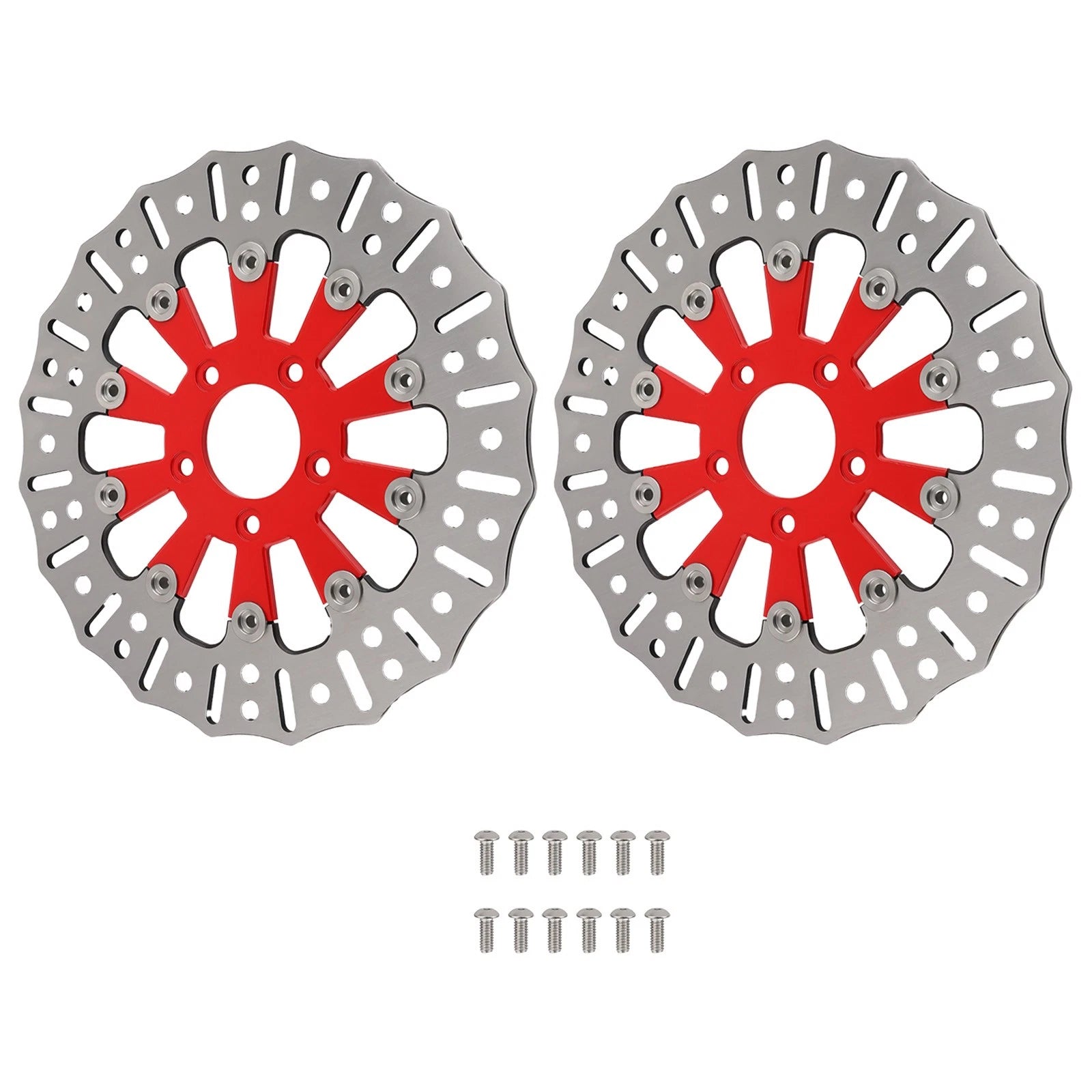 2X Front Brake Rotor for Harley-Davidson Softail Sportster (2014–2024) Red 299mm