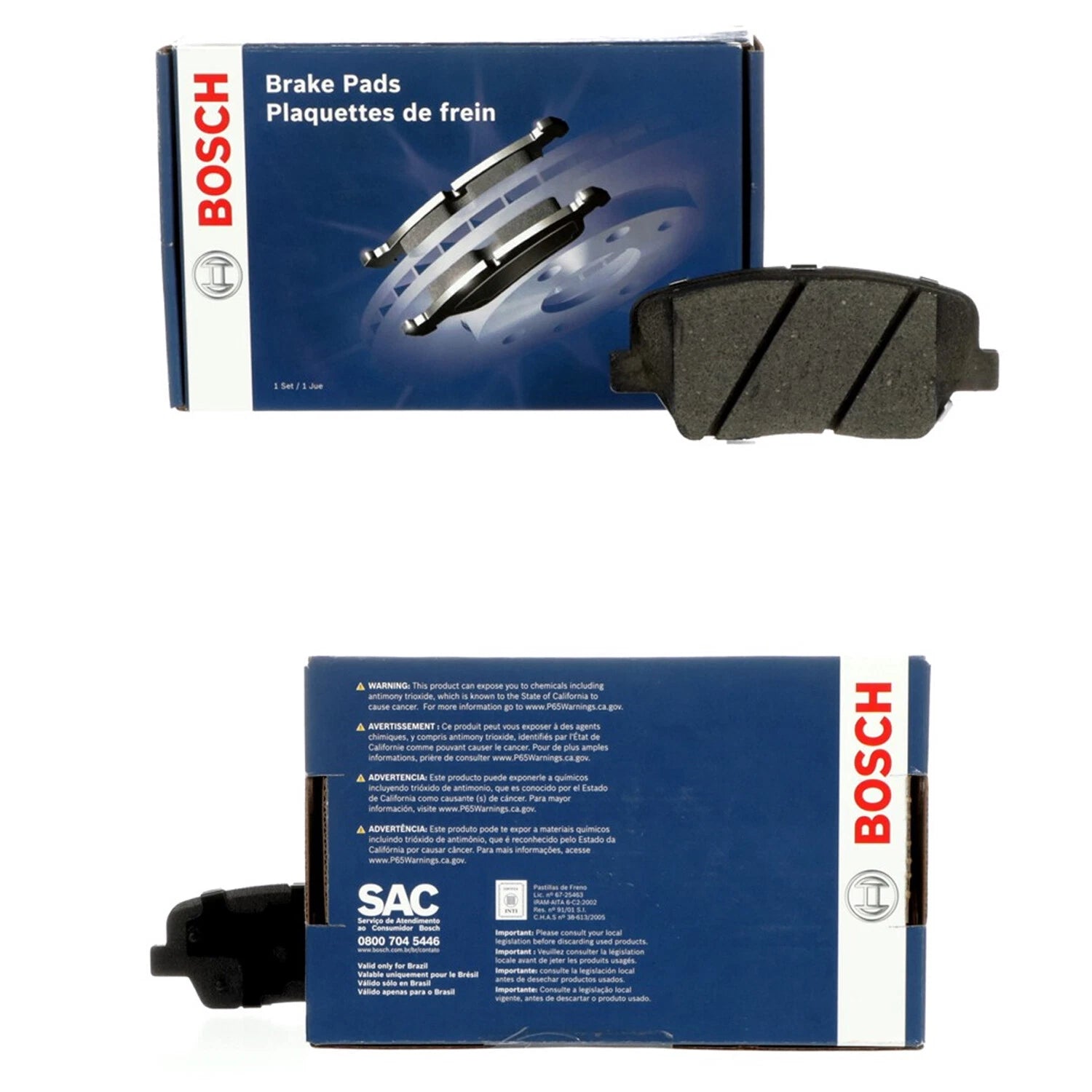 Set of 4 Bosch Blue Ceramic Disc Brake Pads for Santa Fe Sorento (2013–2020)