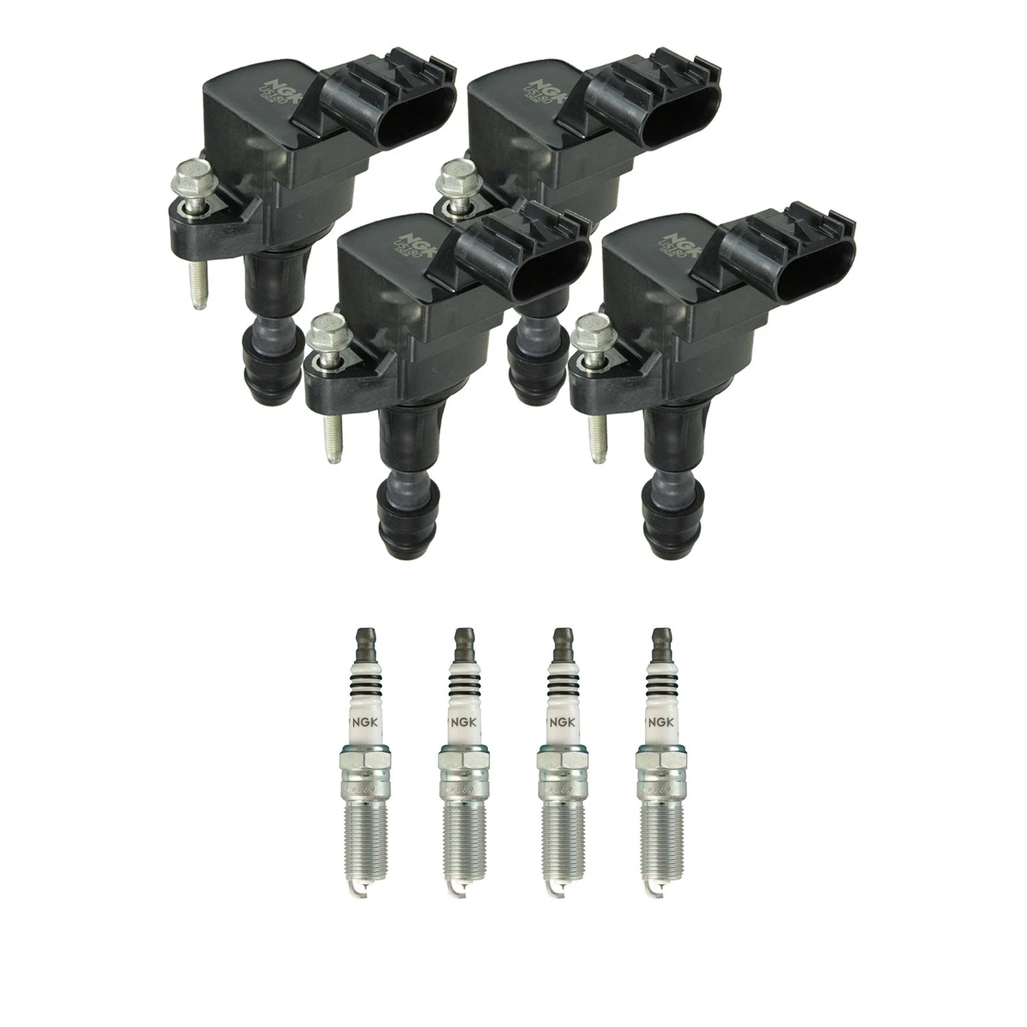 Set of 4 NGK Ignition Coils & Iridium Spark Plugs for Cobalt Equinox HHR (2005–2013)