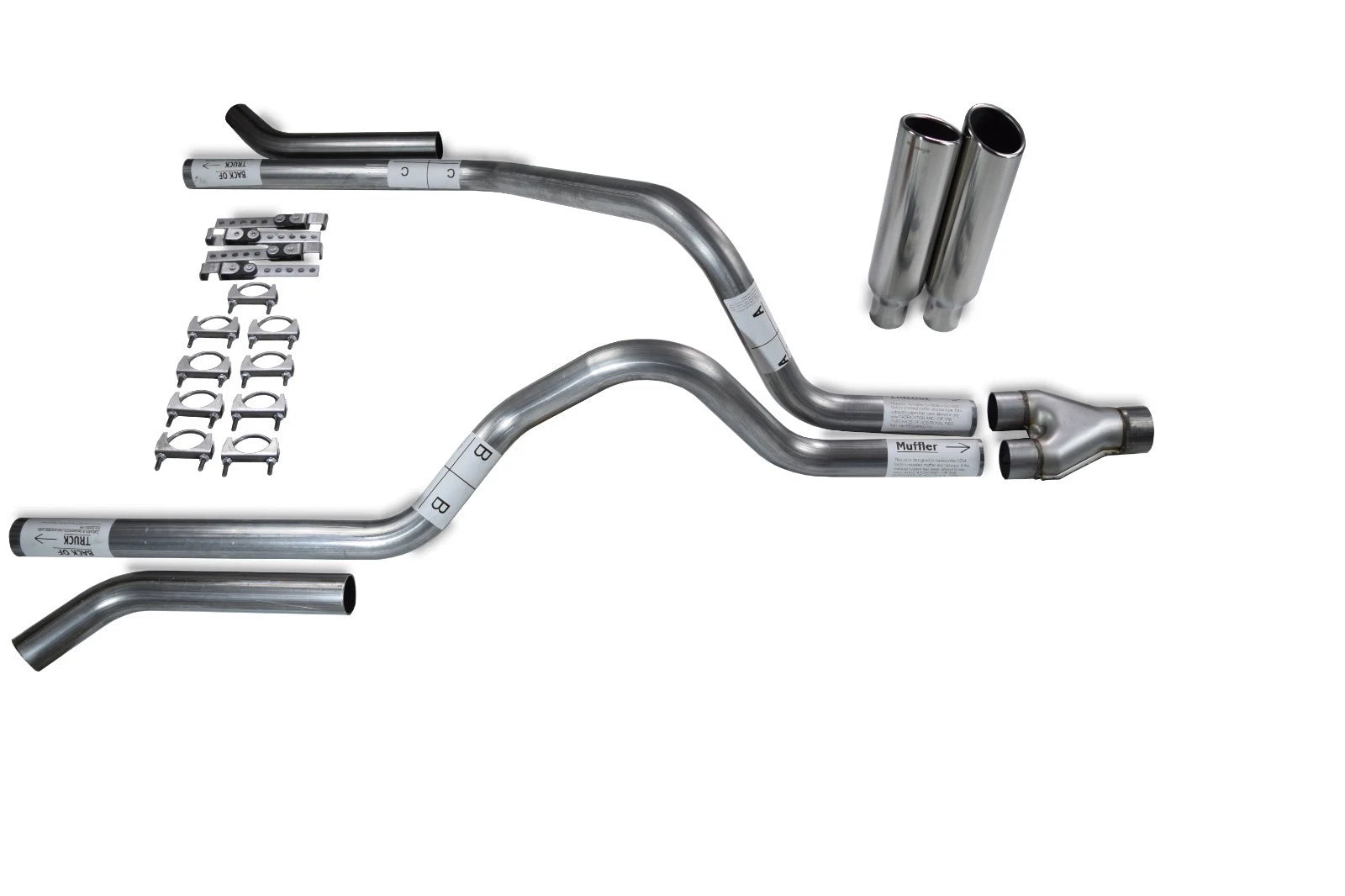 2.5" Dual Exhaust Kit for Dodge Dakota (1987–1996) - Y Pipe, Corner Clamp