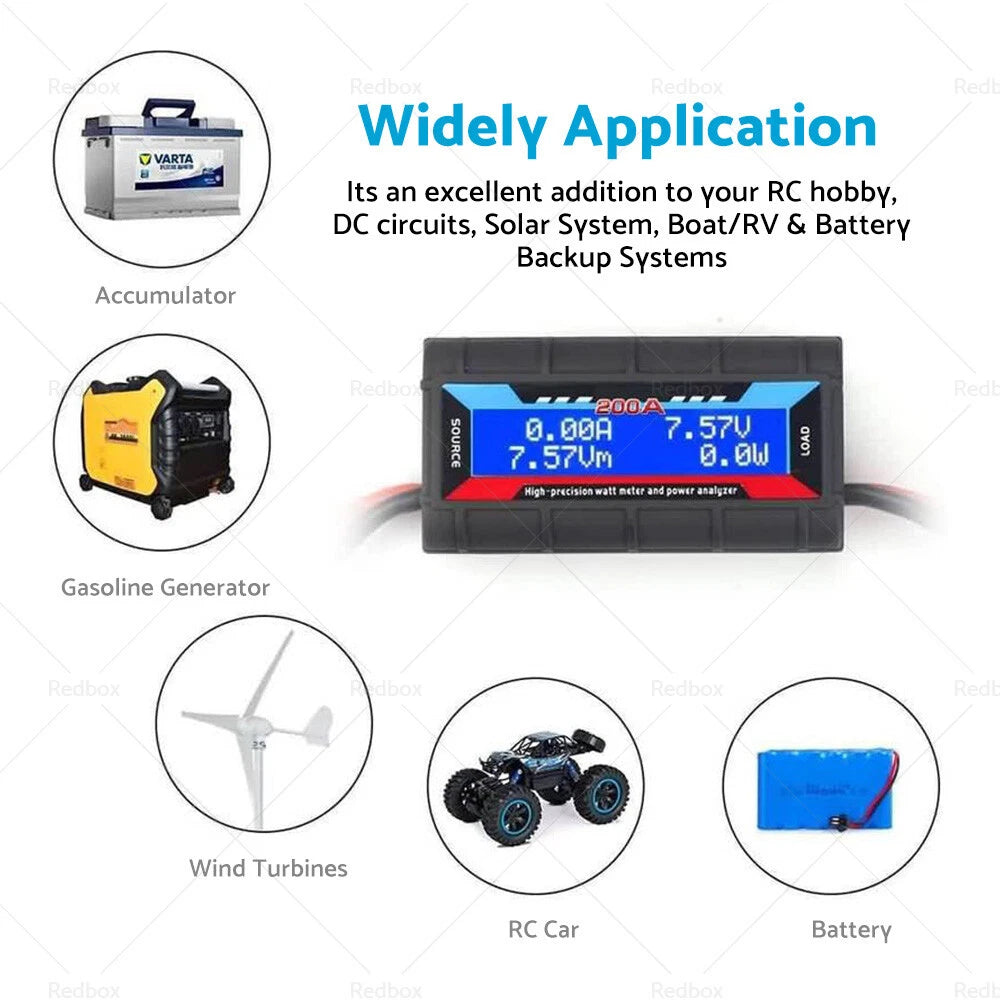 Digital Watt Meter Power Analyser 200A for Solar Caravan 12V