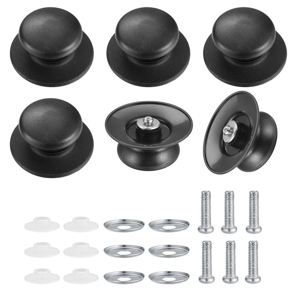 6pcs Black ABS Lid Handles for Pot Pan Kettle Frying Pan (Replacement)