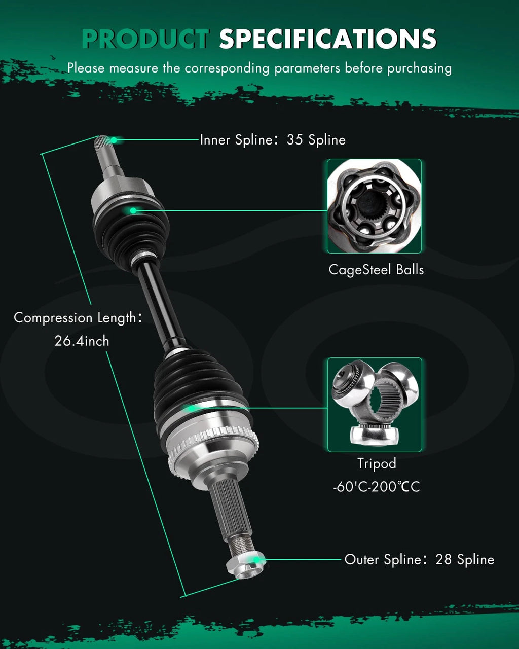 CV Axle for Ford Escape (2001–2004, 2006–2008) - Front Left Automatic Trans