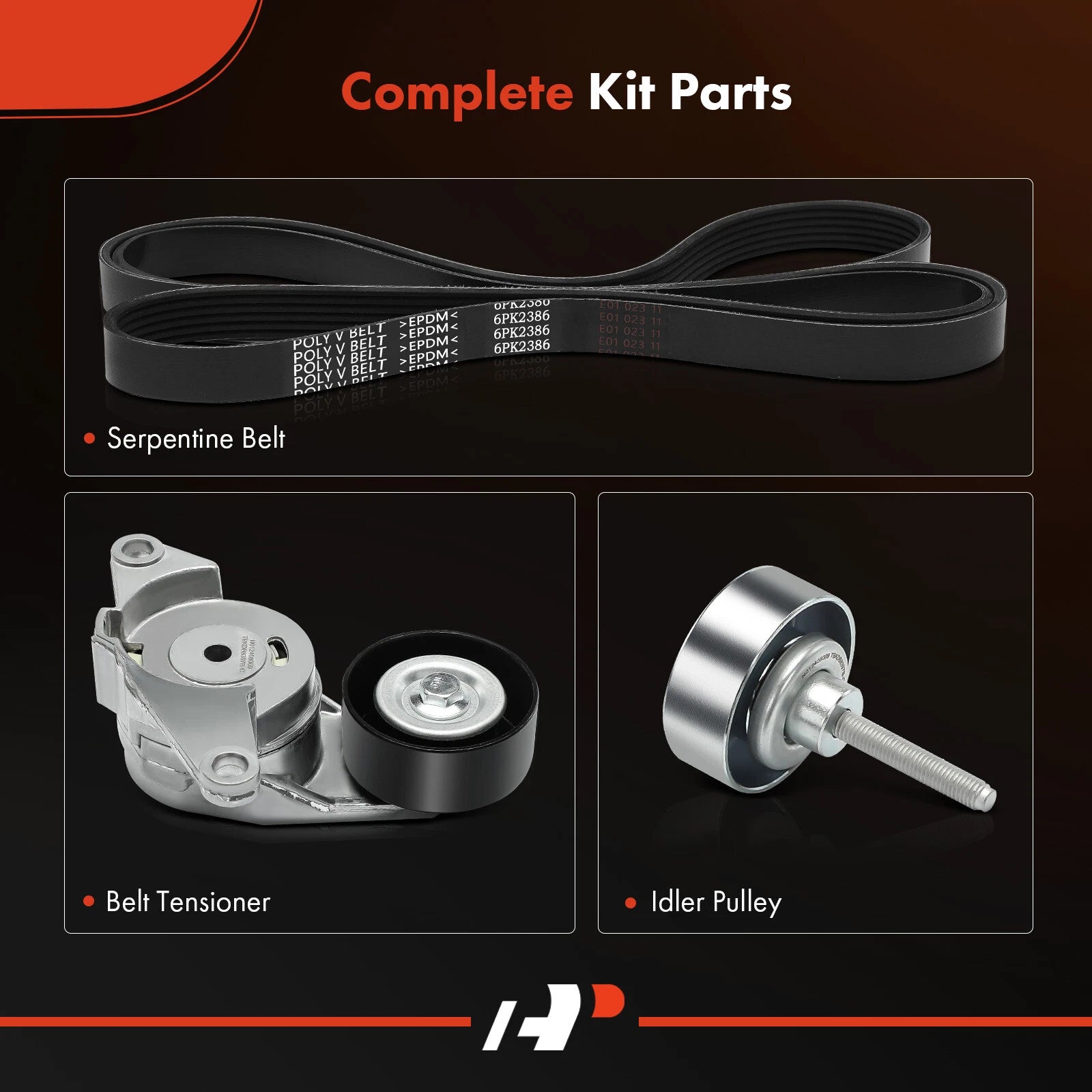 3X Serpentine Belt Drive Component Kit for Chevy Traverse (2009-2012)