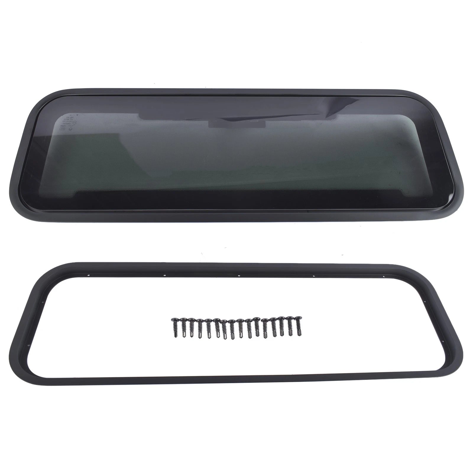 33.5"W x 10.5"H Tinted RV Window & Net Screen for 2" Thick Wall