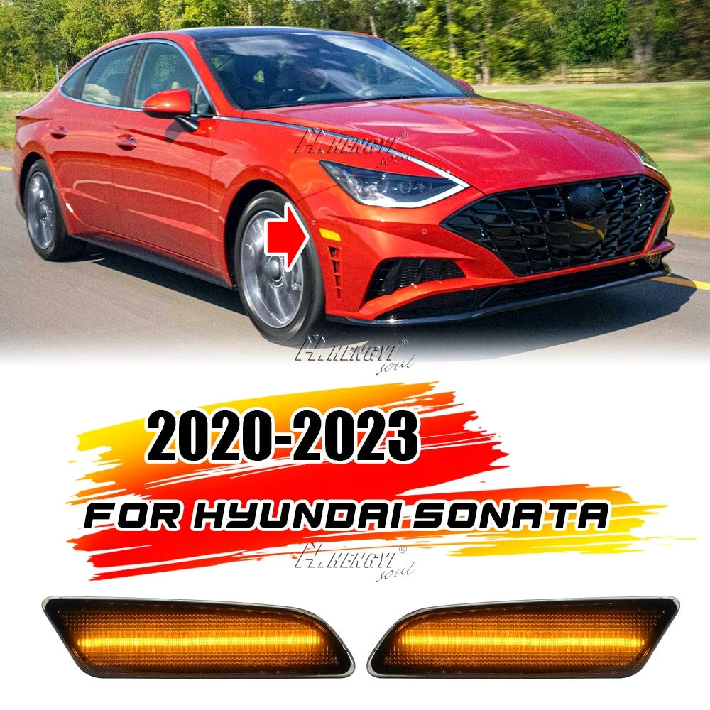 Smoked LED Front Bumper Side Marker Light 2pc for Hyundai Sonata (2020–2023)