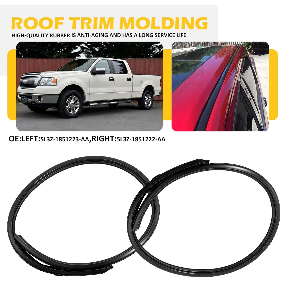 Set of 2 Black Roof Top Trim Molding for Ford F-150 (2004–2008)