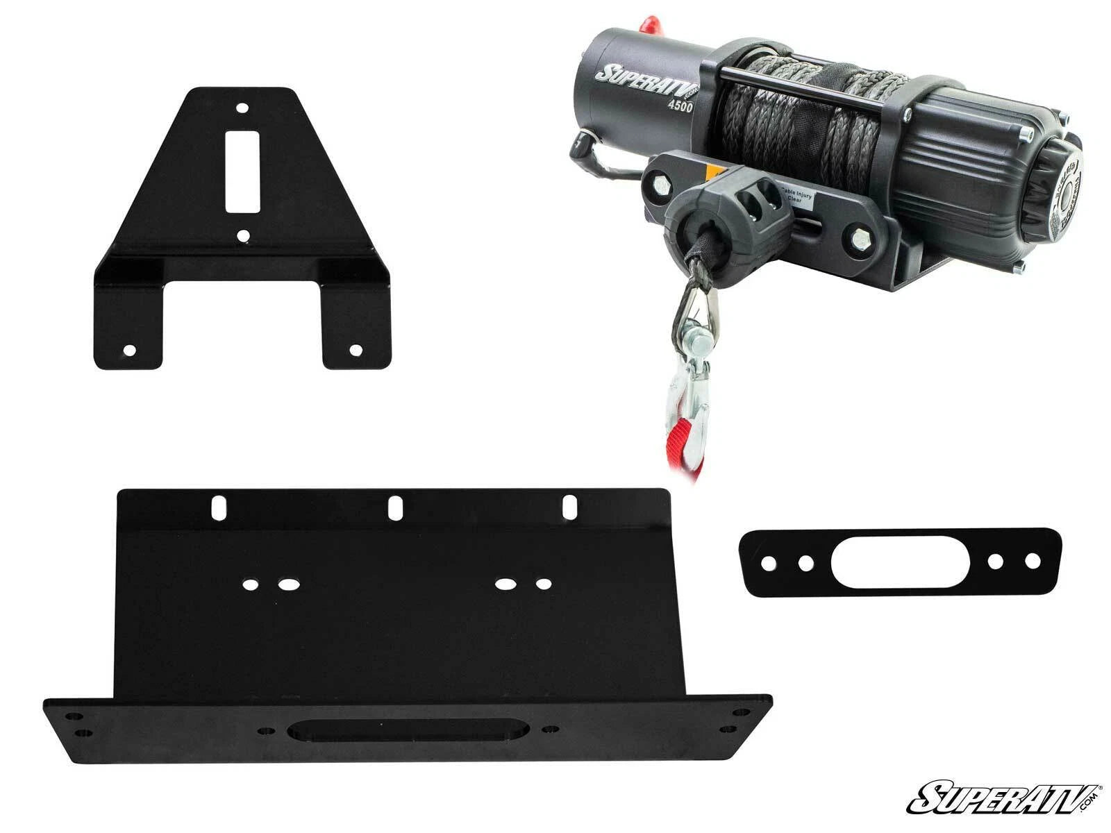 SuperATV 4500 lb Winch & Mounting Plate for Polaris Ranger XP 800 (2008–2014)