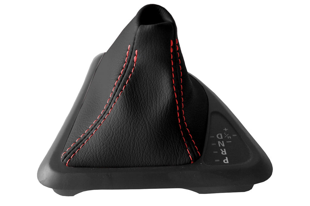 Leather Automatic Shift Boot Cover for BMW E81 E82 E87 (2004–2013) Red Stitch