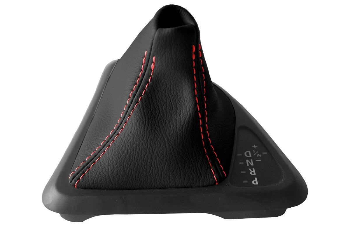 Leather Automatic Shift Boot Cover for BMW E81 E82 E87 (2004–2013) Red Stitch