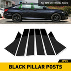 Set of 6 Glossy Black Pillar Post Trim for Honda Accord (2018–2021)