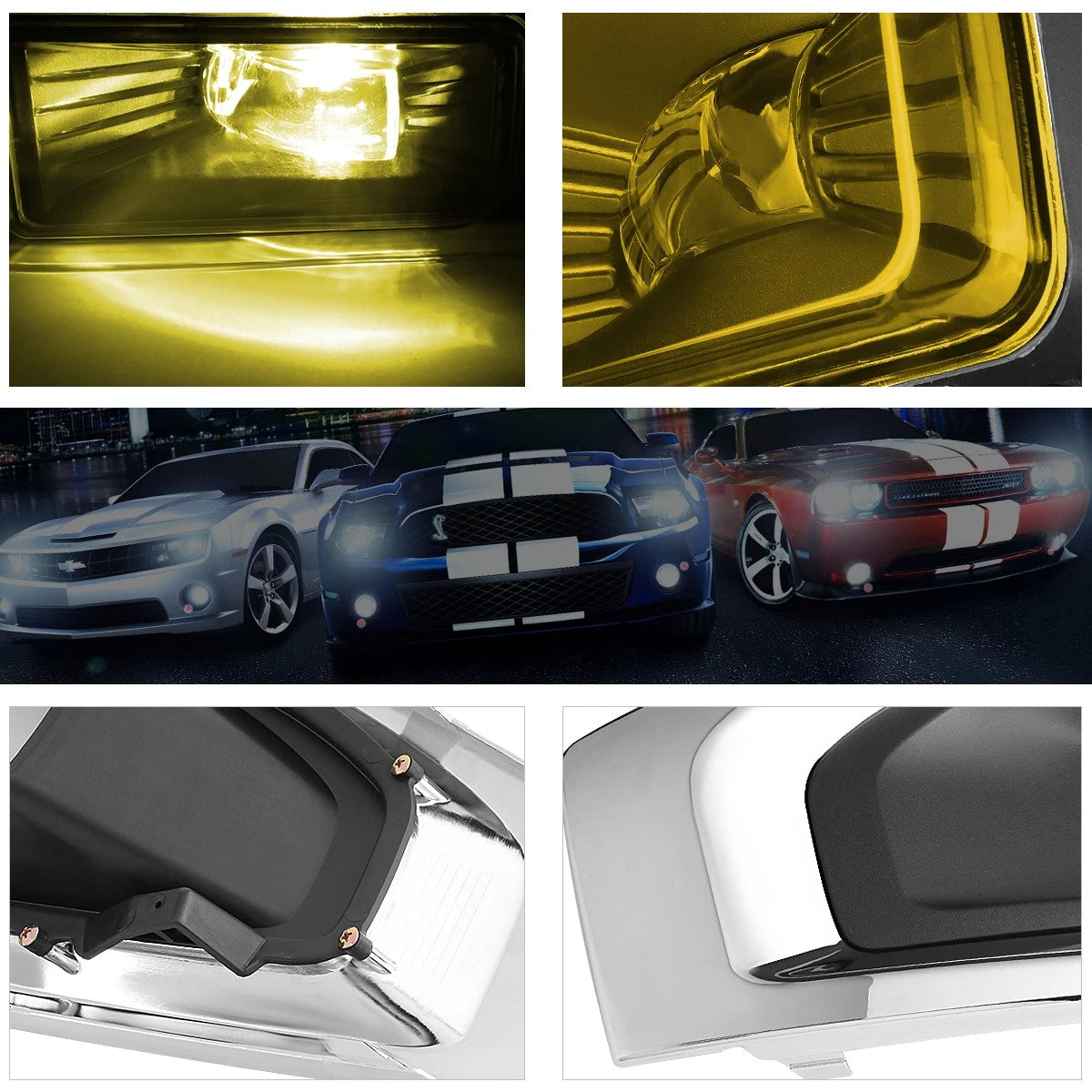 High-Power LED Amber Fog Lights + Bezels + Switch for GMC Yukon XL (2015–2018)