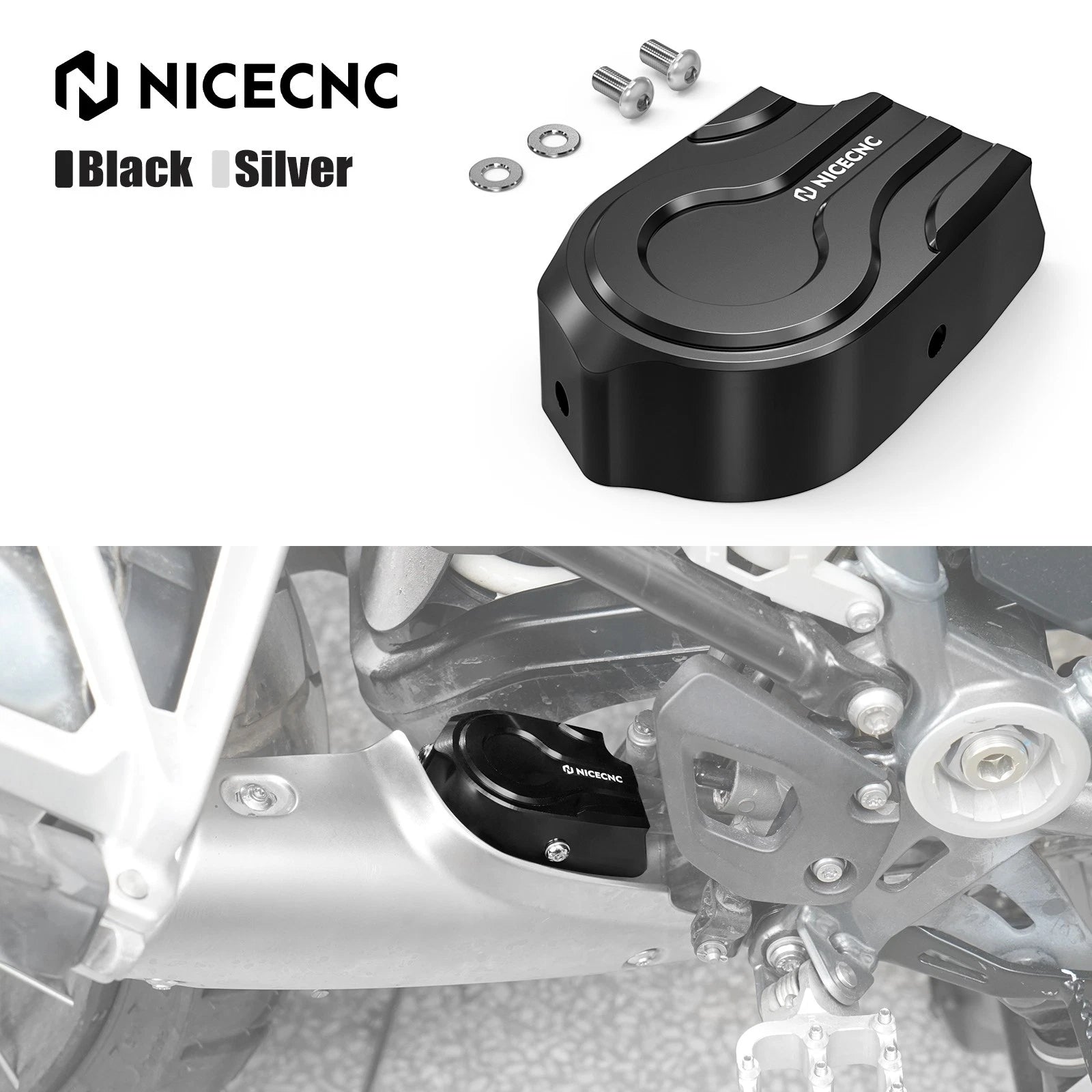 NICECNC Aluminum Silencer Flap Cover for BMW R1250GS (2019–2023)