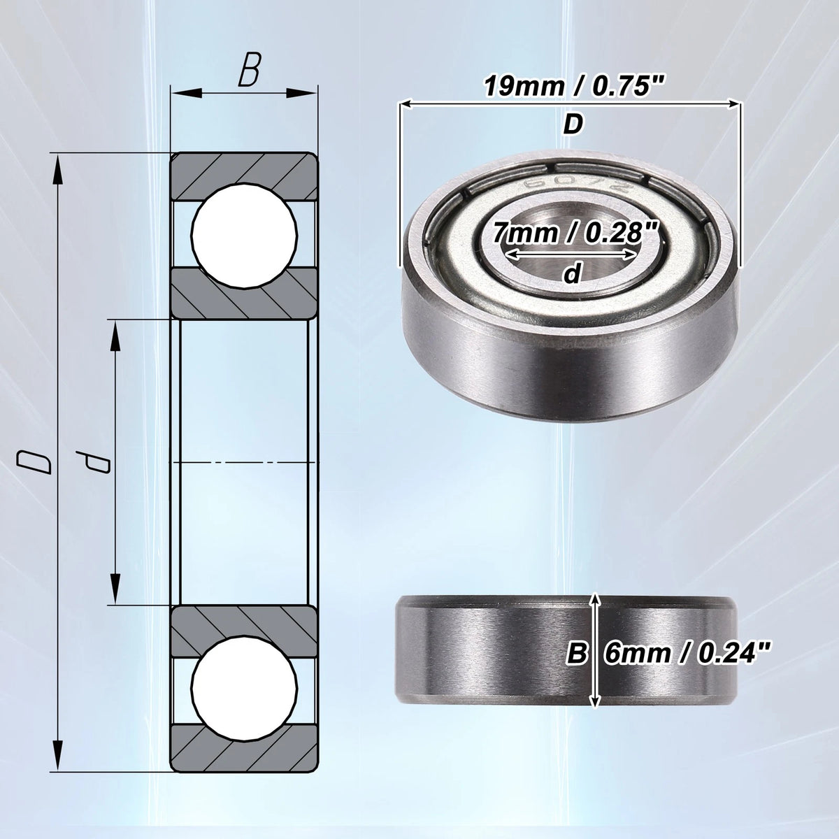 10pcs 607ZZ Deep Groove Ball Bearings for Various Models 