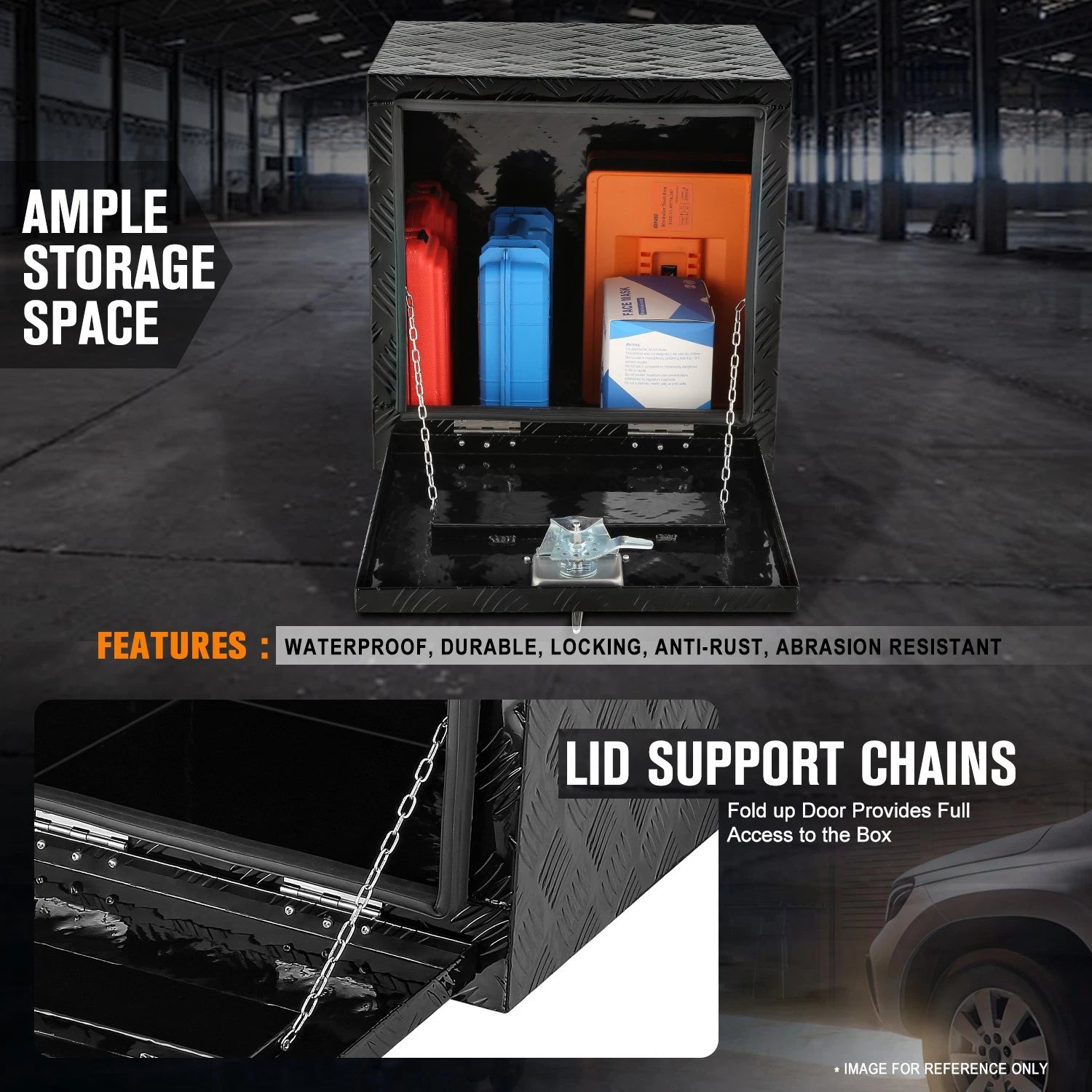 Aluminum Over-Hanging Lip Tool Box for Truck (18"x17.7"x18")