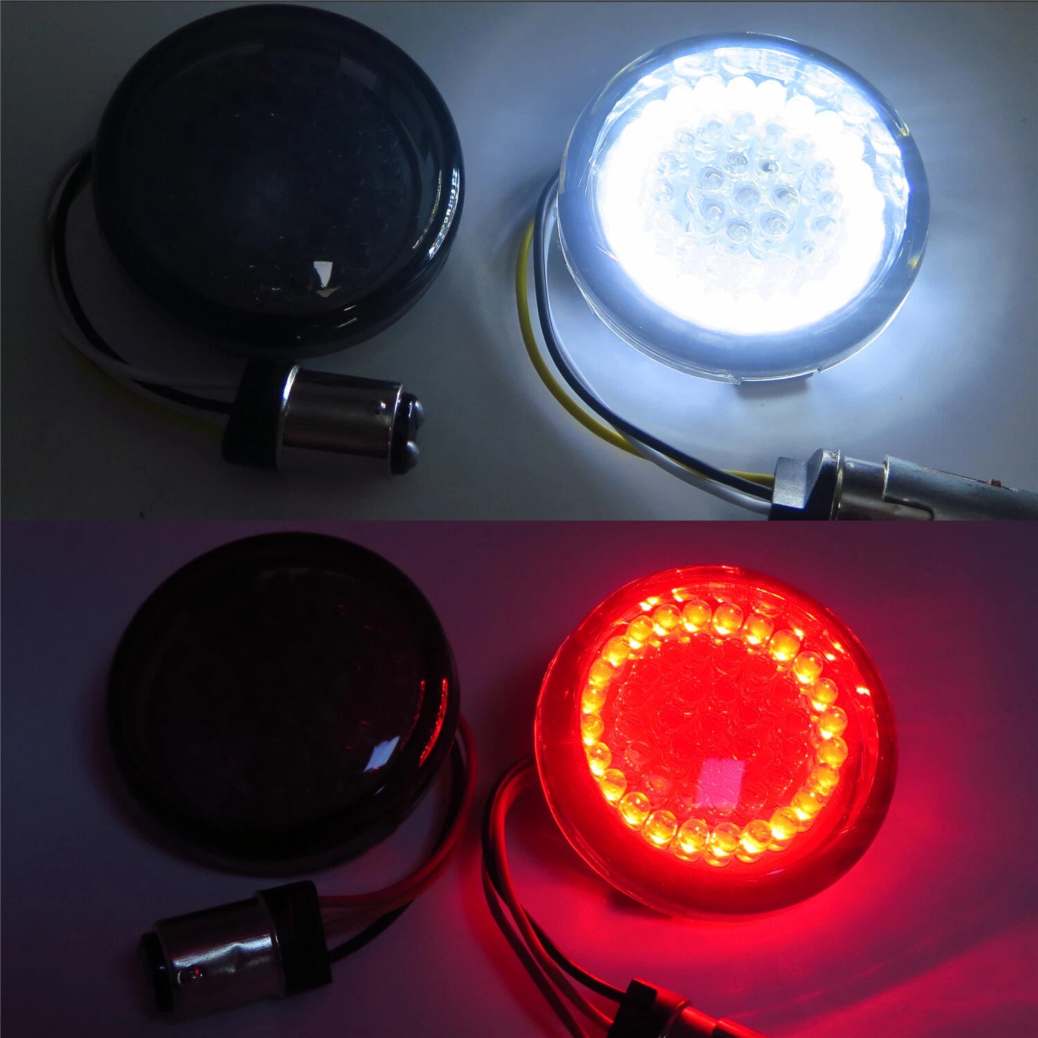 2" LED 1157 Turn Signal Light Inserts + Smoke Lens for Harley