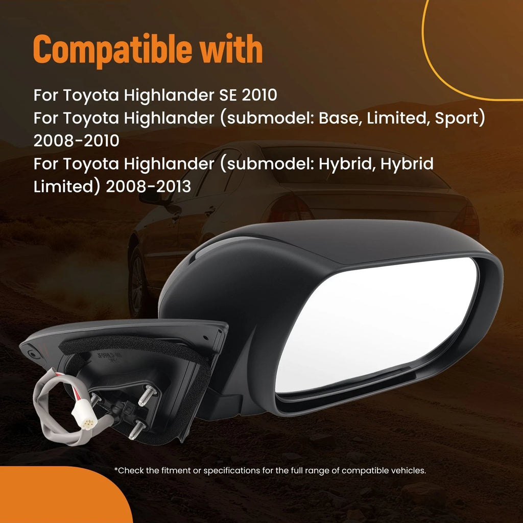 Right Rear View Mirror for Toyota Highlander (2010–2013) 8791048341 Power Glass