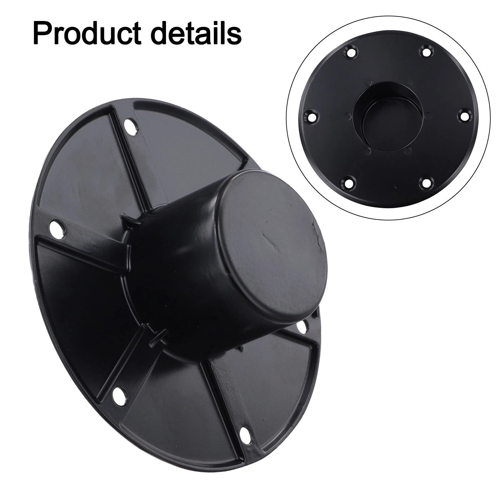 Round Flush Mount Black Table Leg Base for RV and Boat Trailer