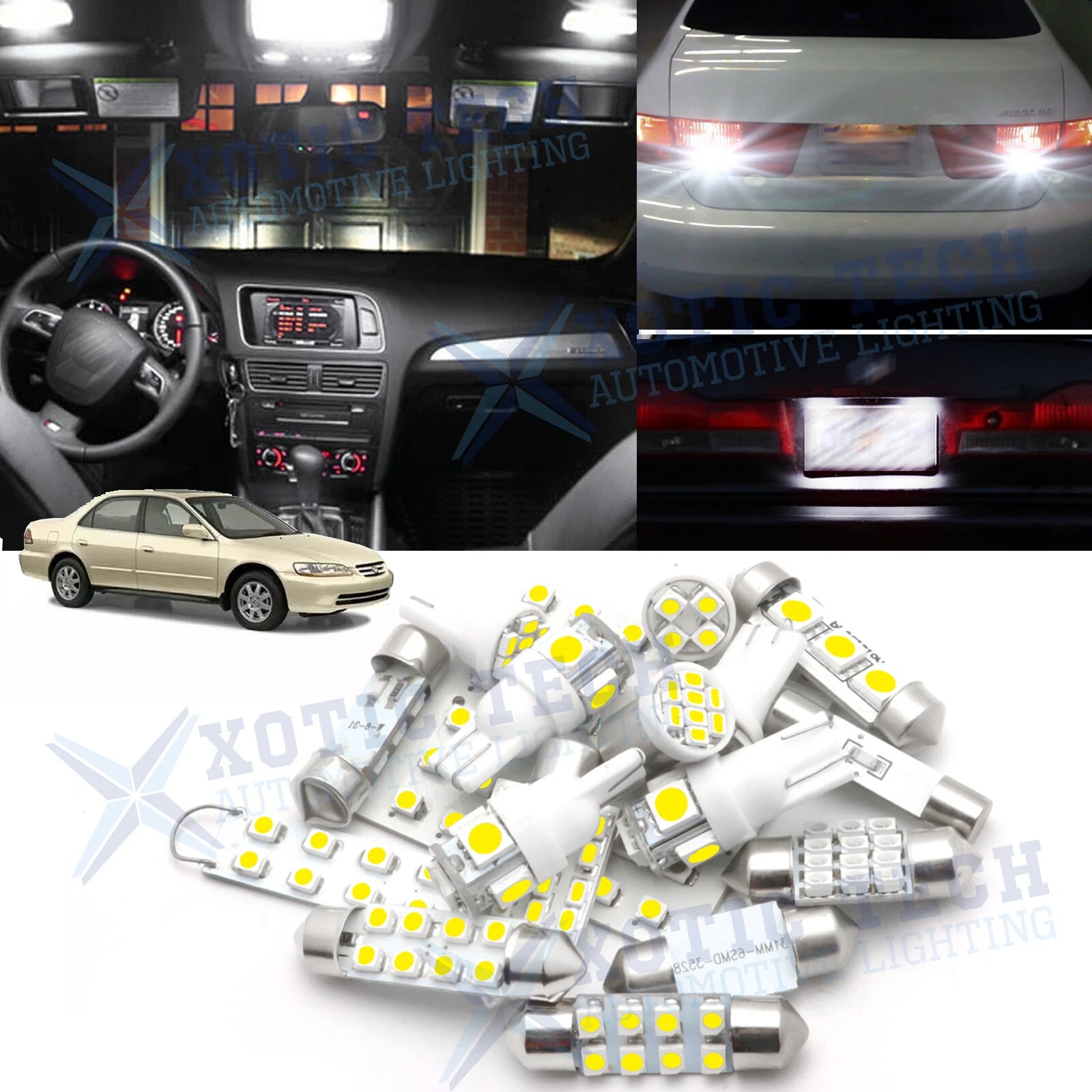 White LED Interior and Reverse Light Package for Honda Accord (1998–2002)