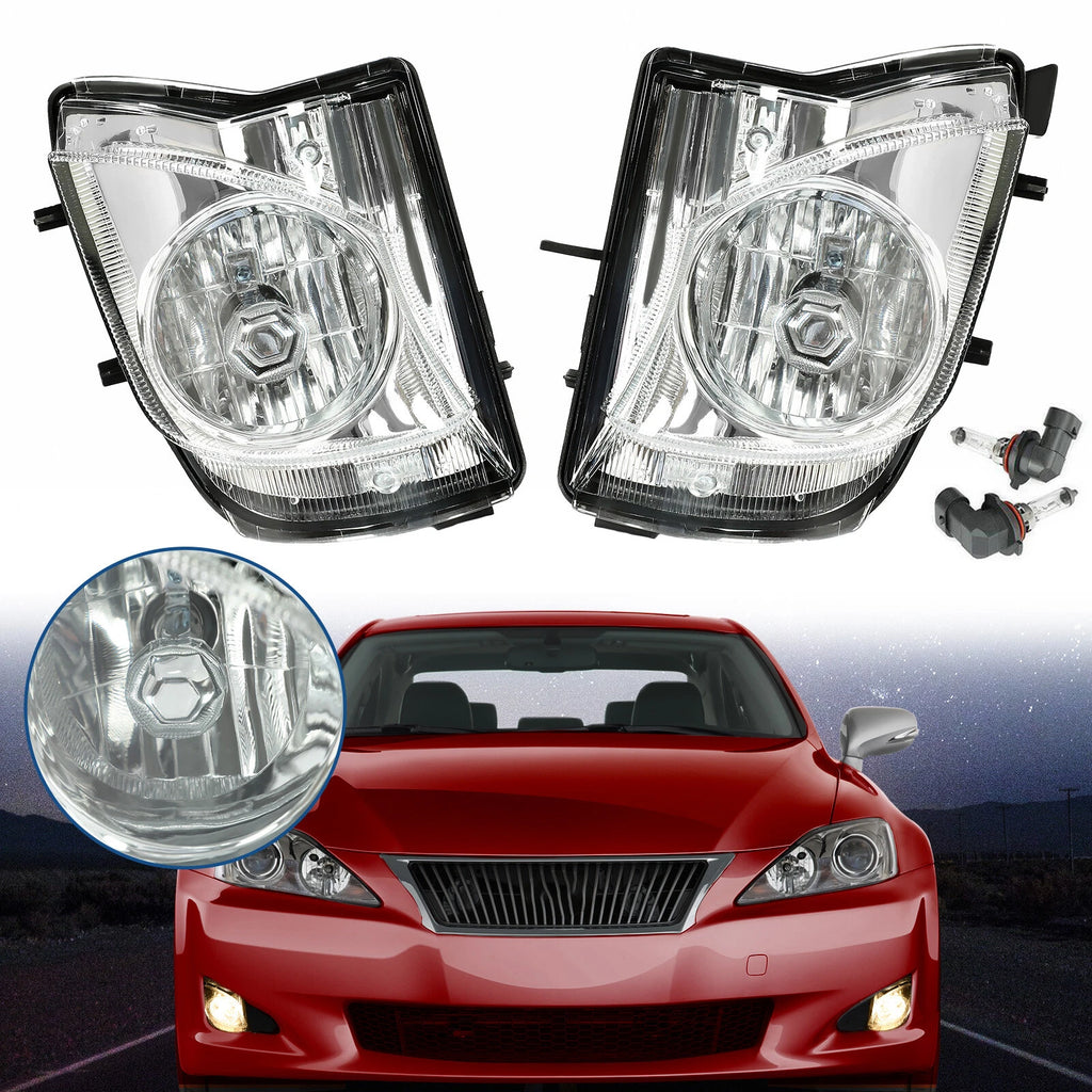 Pair Fog Lights for Lexus IS250 IS350 (2006–2010) - Clear, Bulbs Included