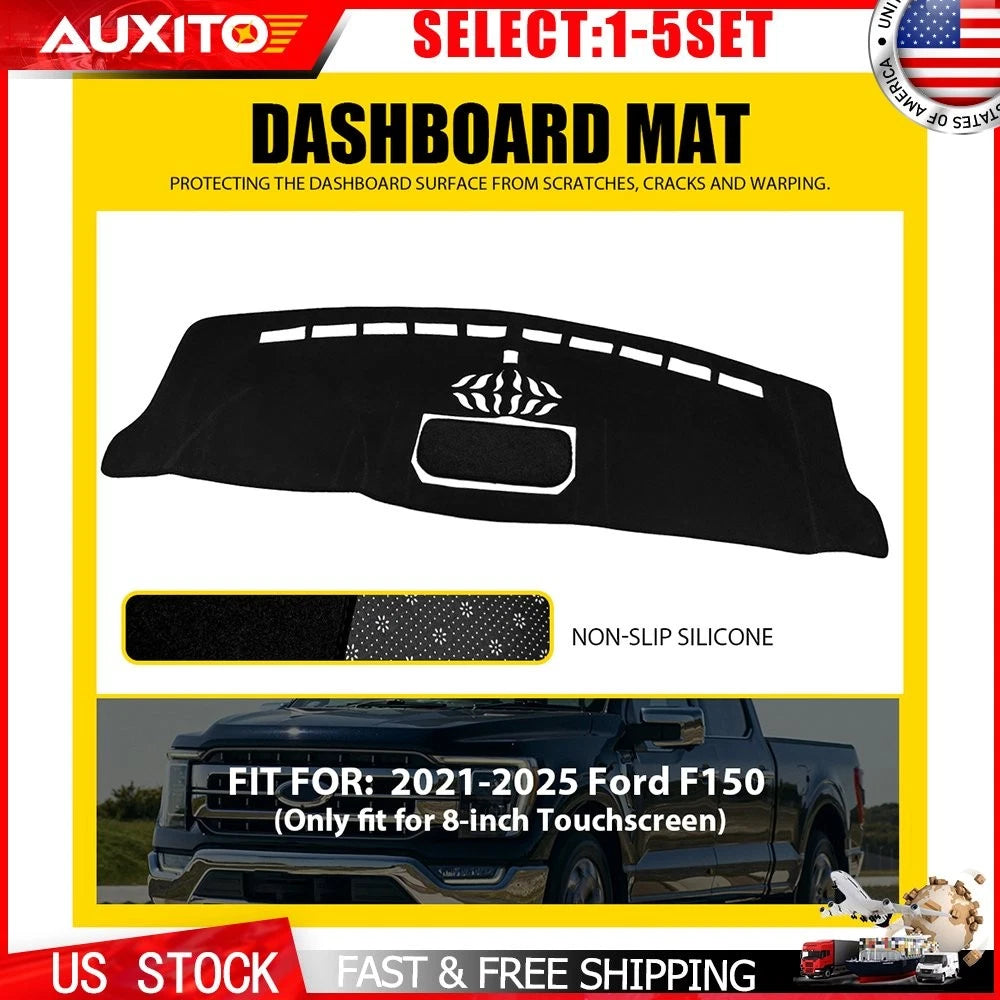 Dash Mat Carpet Cover for Ford F150 (2021–2025) Black 1-5X
