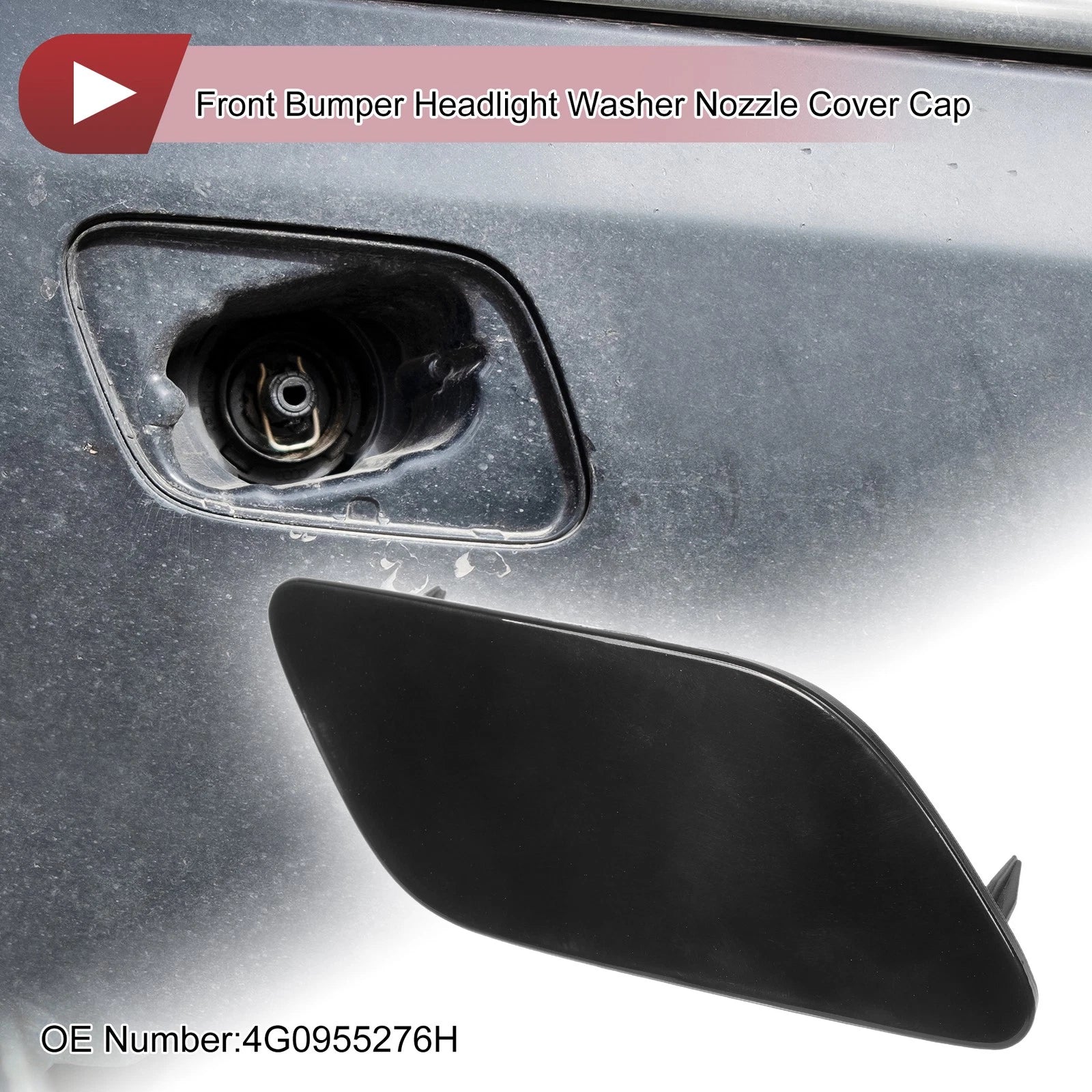 Front Right Washer Nozzle Cover Cap for Audi A6 (C7) (2015–2018) 1 Pcs Black