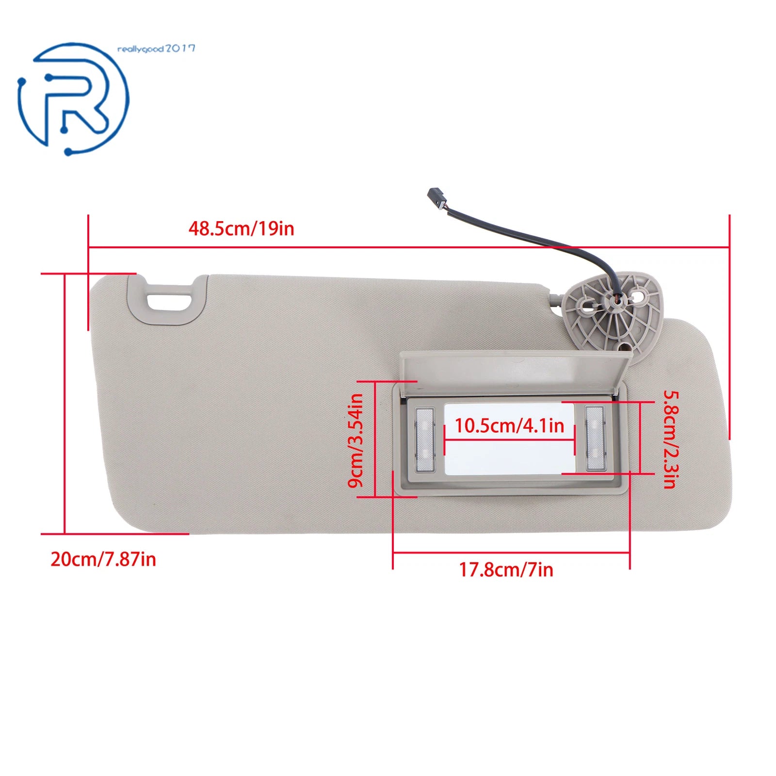 Sunvisor for Ram 1500 2500 (2013-2021) Gray Plastic Right