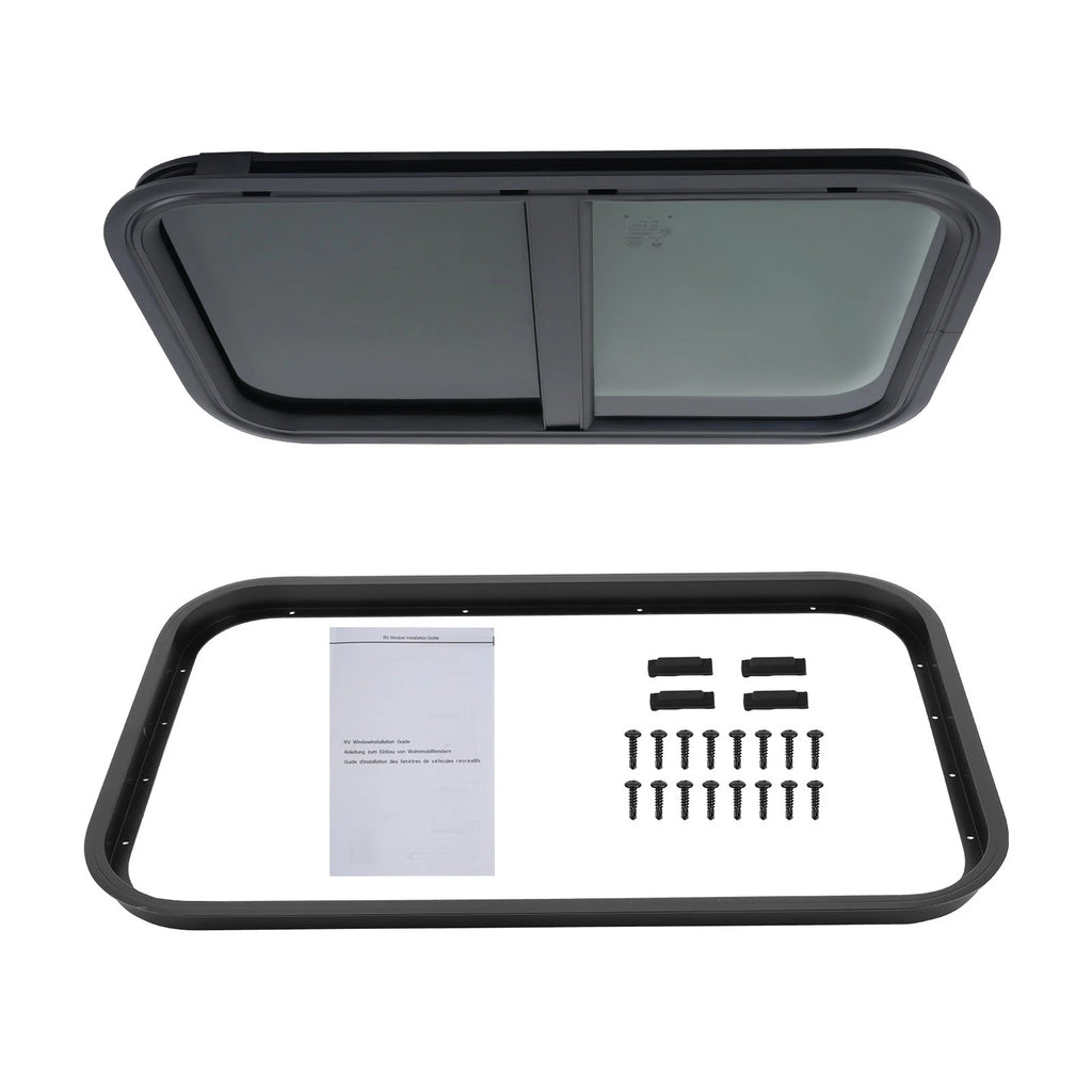 24" W*15" H Horizontal RV Window fit for RV/Camper/Trailer/Food Truck Black