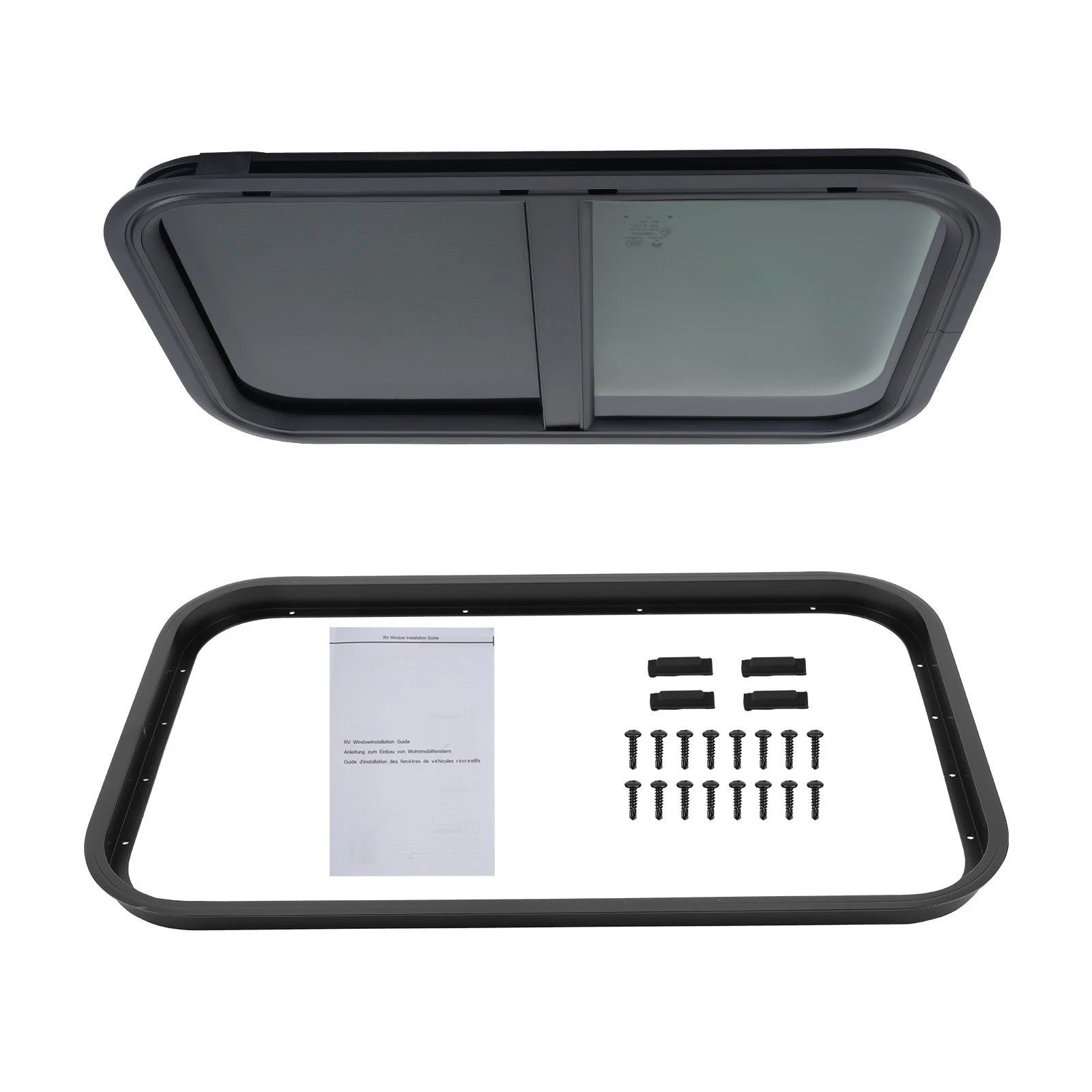 24" W*15" H Horizontal RV Window fit for RV/Camper/Trailer/Food Truck Black