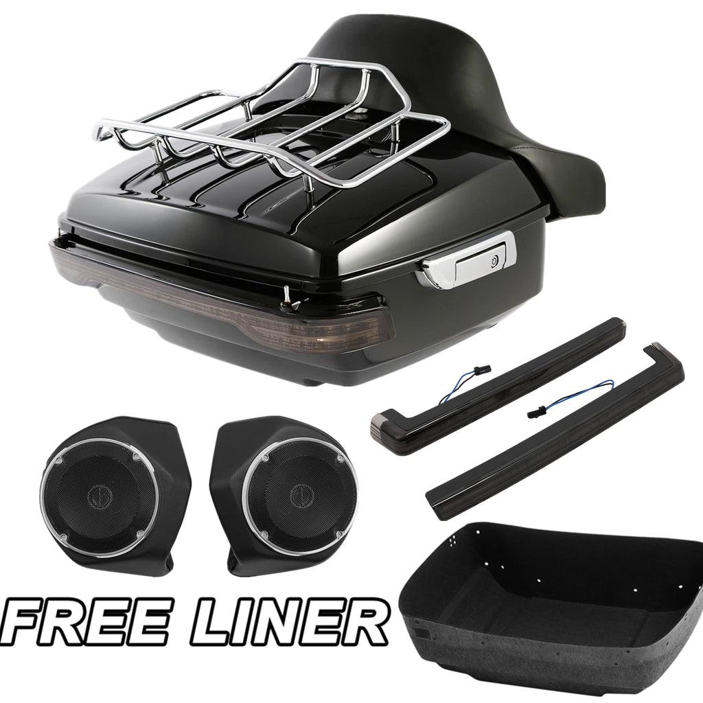 Trunk Pad Speakers with Smoke LED Light for Harley Touring Road Glide (2014–2025)