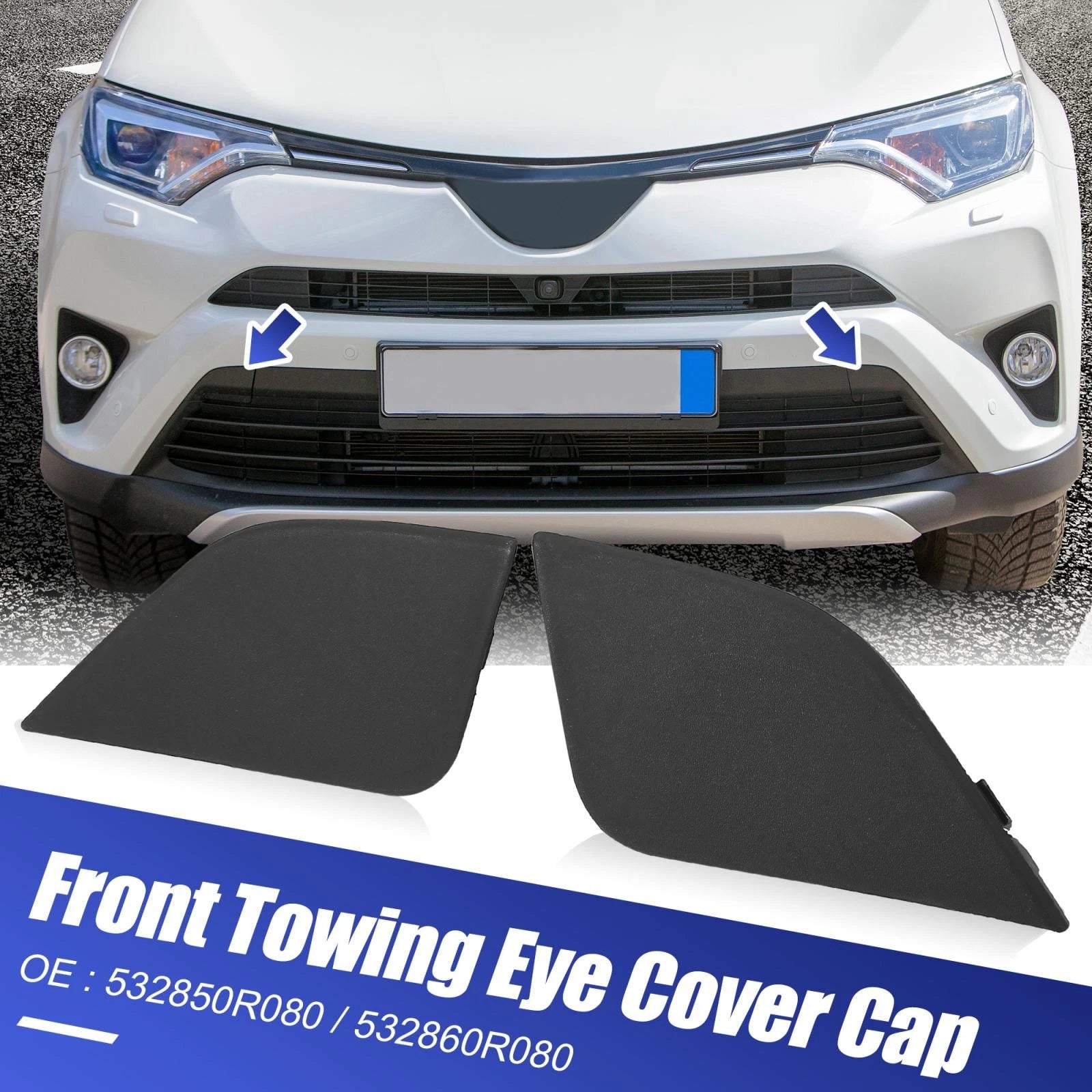 Pair Front Bumper Tow Hook Cover Cap for Toyota RAV4 (2016–2018) 532860R080