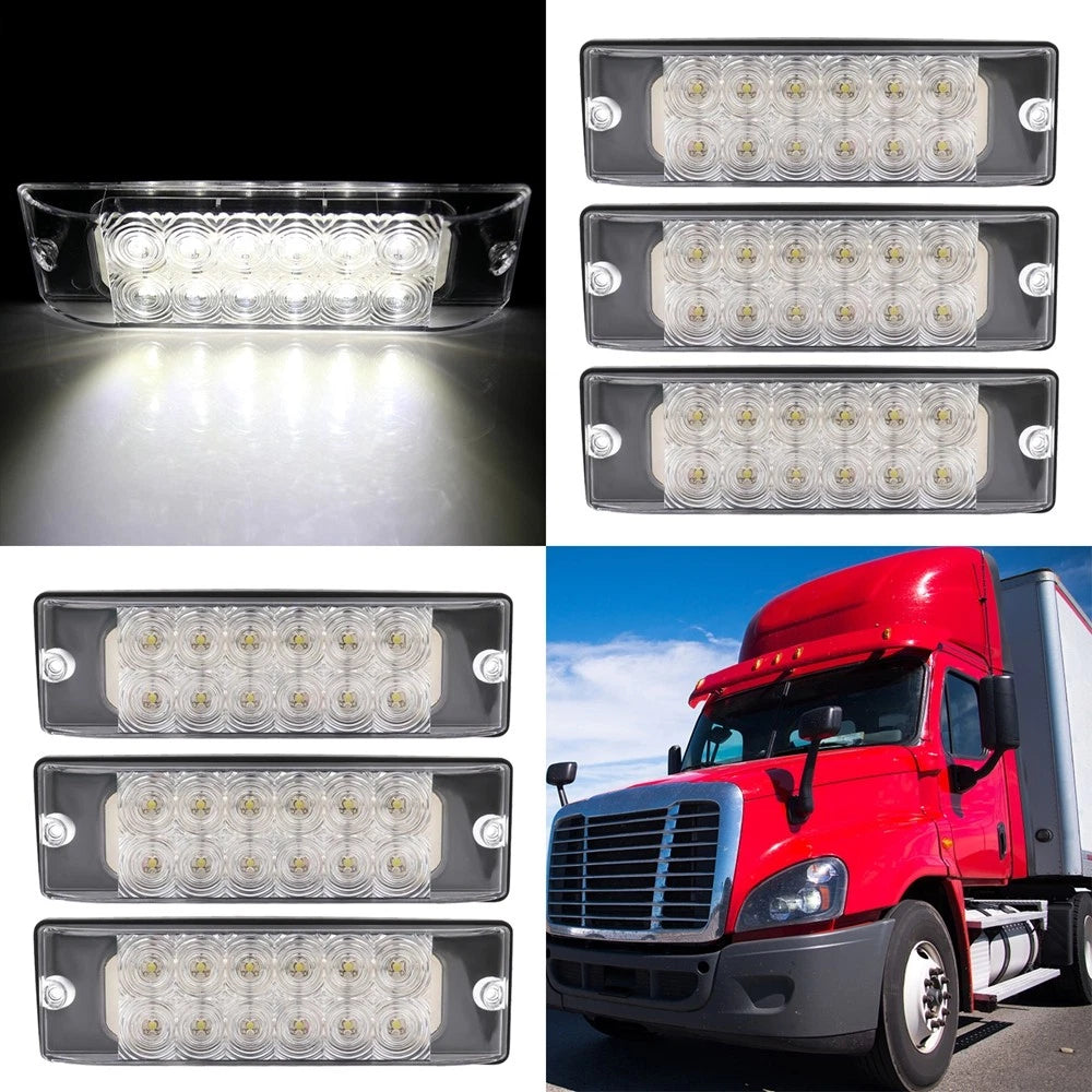 6X LED White Side Marker Turn Light for Pickup Truck Lorry (8 Inch)