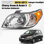 Halogen Headlight Left for Chevy Aveo 5 LS/LT (2009–2011) W/Amber Reflector
