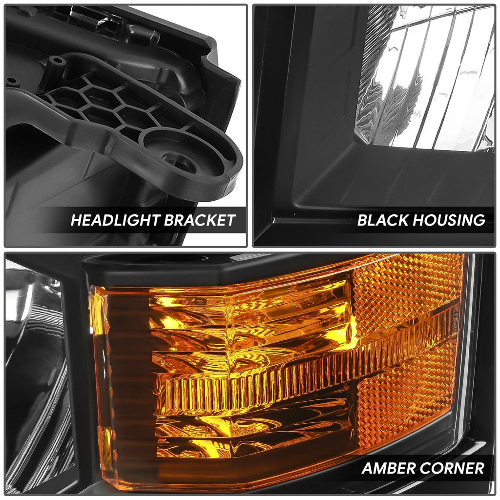 Black Housing Amber Corner Headlights for Chevy Silverado 1500 (2014–2015)