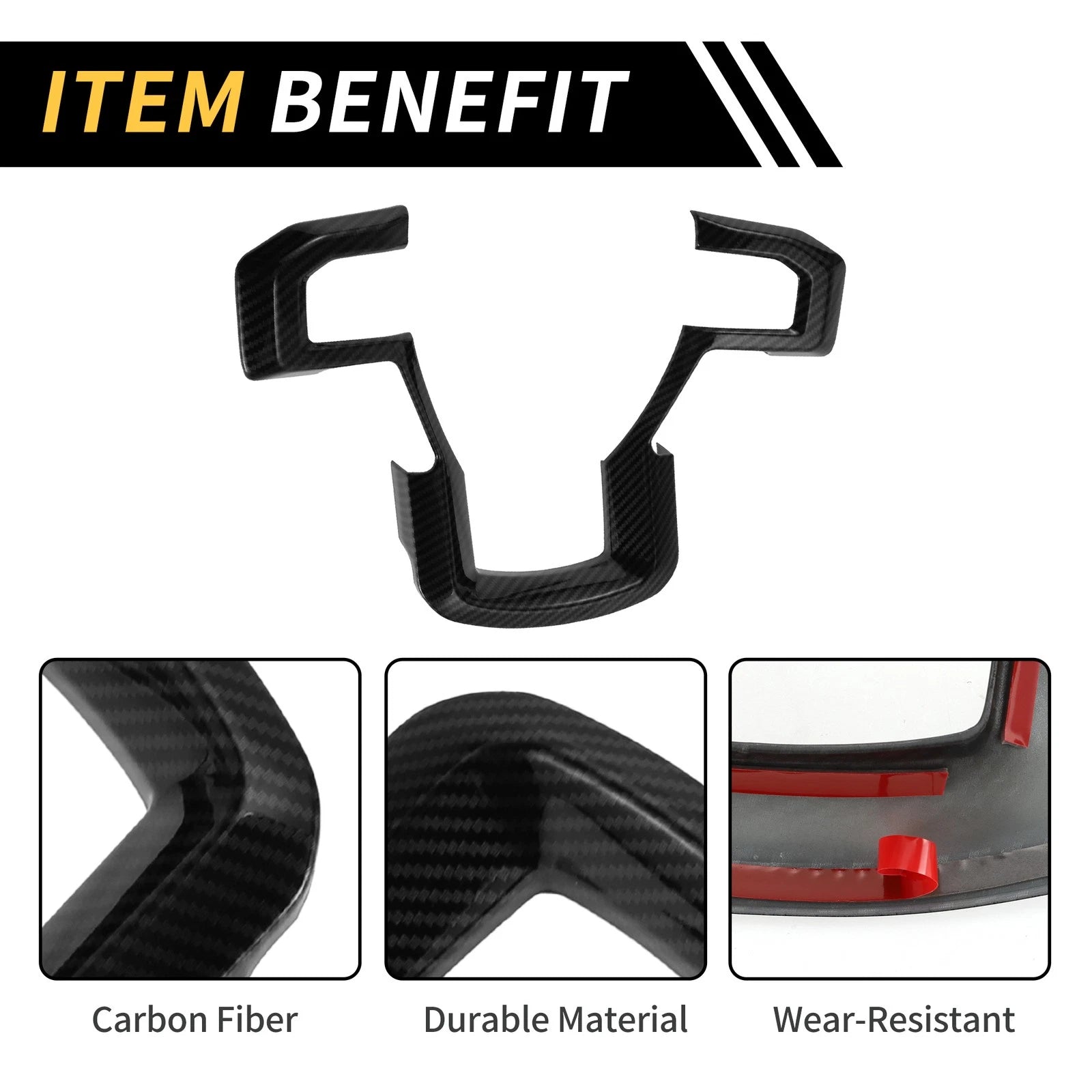 1 Pcs Carbon Fiber Steering Wheel Cover Trim for Ford F-150 (2015–2020)