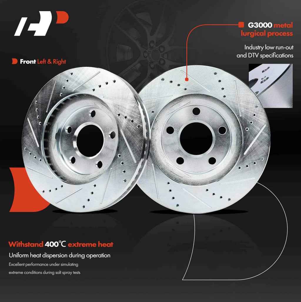Front Drilled Brake Rotors & Ceramic Pads for Chevy Impala Cadillac (2000-2016)