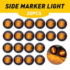 20x Amber 3/4" Round LED Side Marker Lights for Trailer Truck (12V)